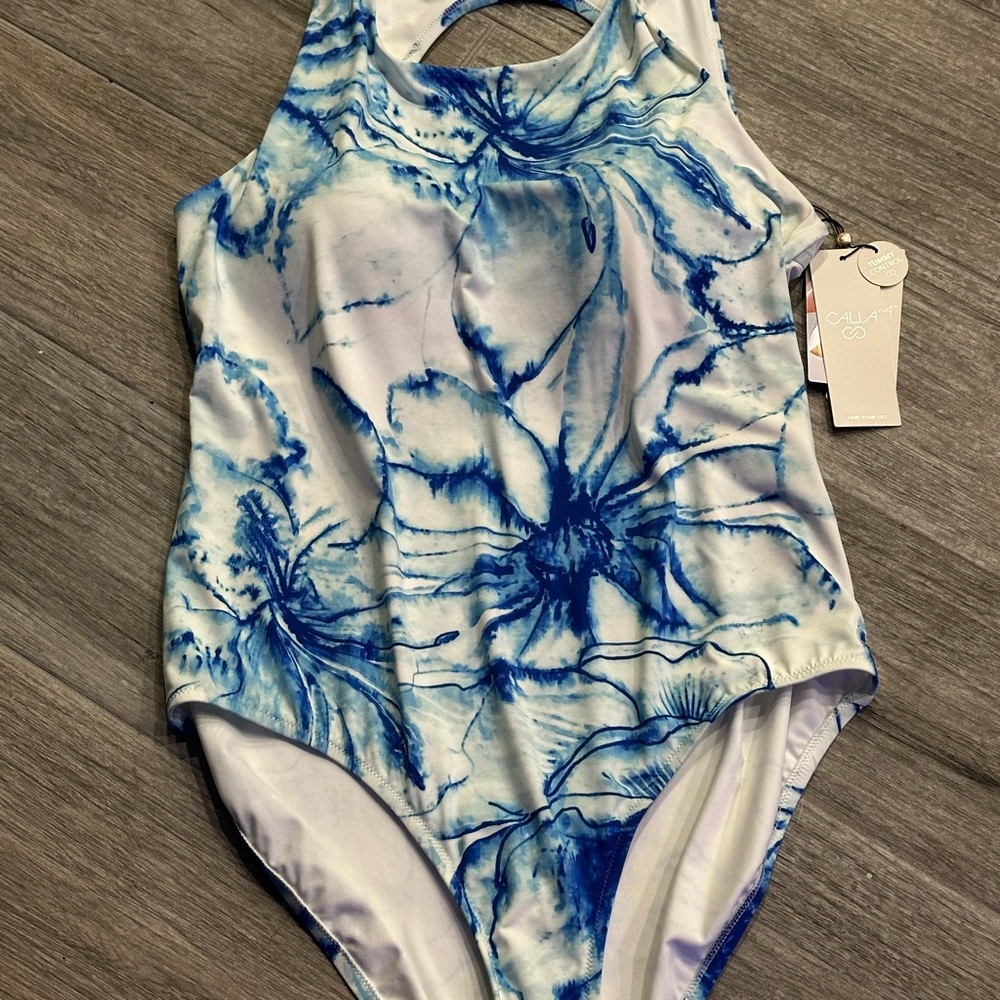 CALIA by Carrie Underwood Blue and White One Piece Swimsuit